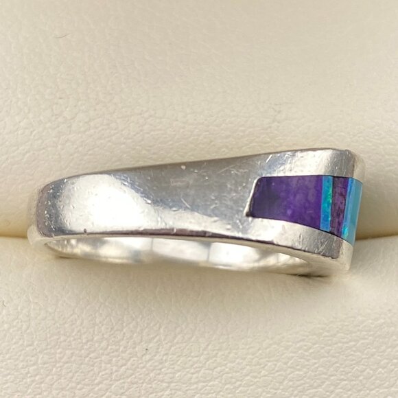 Native American Sugilite Turquoise Opal Inlay Ring Size 7.5 Unknown Artist Fish - Picture 6 of 16